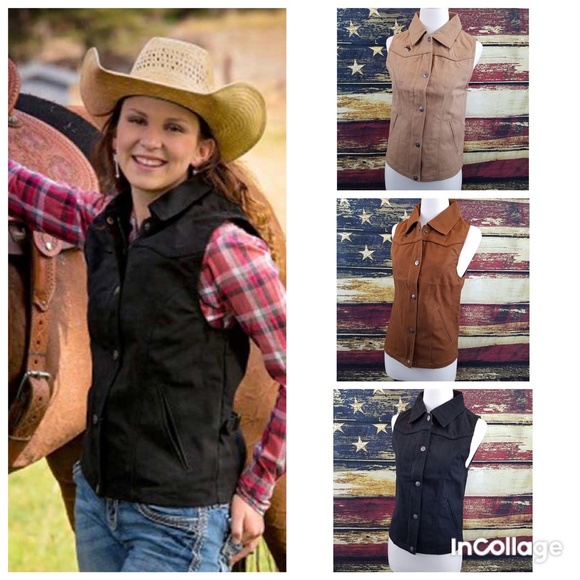 WYOMING TRADERS ARIZONA SNAP UP WESTERN VEST - BLACK - Picture 7 of 7